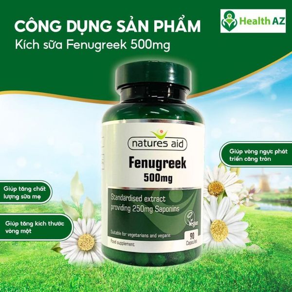 Viên Uống Lợi Sữa Cỏ Cà Ri Natures Aid Fenugreek 500mg, Anh 90 Viên