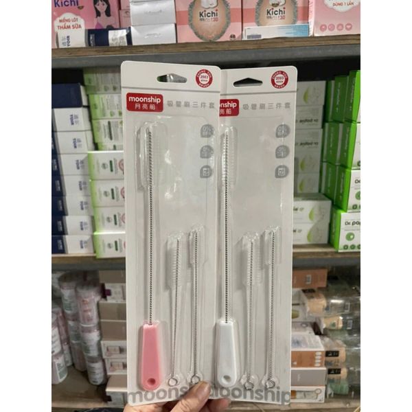 Cọ Rửa Ống Hút, Núm Moonship 361 Cho Bé, Thép Không Gỉ, Uốn Cong Dễ Dàng