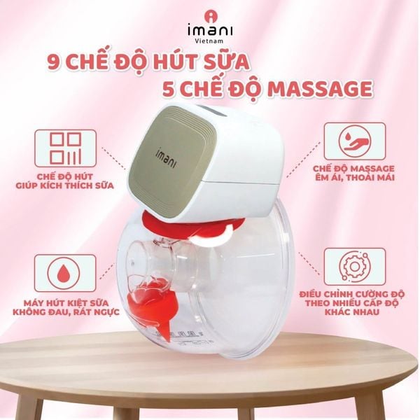 Máy Hút Sữa Không Dây Đôi Imani Ibox 2In1, 9 Chế Độ Hút Sữa Và 5 Chế Độ Massage