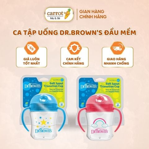 Ca Tập Uống Dr.Brown's Đầu Mềm - 180ml, Nhiều Màu Cho Bé