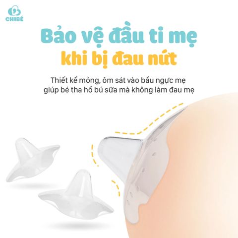 Dụng Cụ Trợ Ti ChiBé Hỗ Trợ Bé Bú Cho Mẹ, Set 2 Núm Silicon Kèm Hộp Đựng