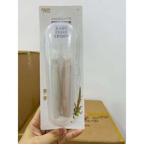 Set Thìa Ăn Dặm Silicon Kèm Hộp TGM Cho Bé