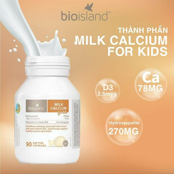 Viên Nhai Canxi Sữa Hữu Cơ Bioisland For Kid 90 Viên Cho Bé Phát Triển Toàn Diện, Cao Lớn, Khỏe Mạnh, Chống Còi Xương
