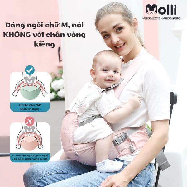 Địu Ngồi Cho Bé - Địu Ngồi Cho Bé Sơ Sinh Molli - Mẹ Và Bé, Thoáng Khí - 700Gr