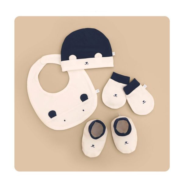 Sét 4 Món Phụ Kiện Phối Xanh Navy Thêu Mũi Gấu Nous