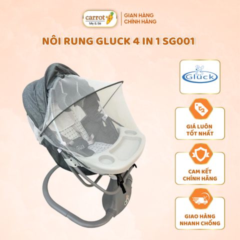 Nôi Điện Tự Động Kiêm Ghế Ăn Dặm Gluck Baby SG001, Nôi Điện Ru Bé Ngủ Có Mùng Chống Muỗi