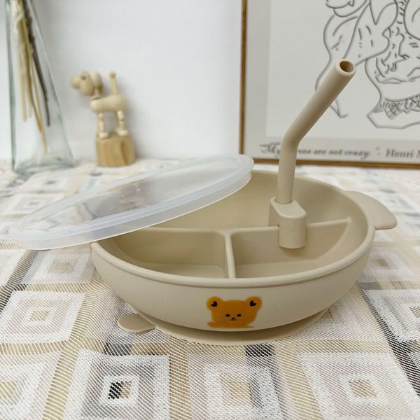 Khay Kèm Thìa Nĩa Silicon Dotodot Có Kèm Nắp Và Ống Hút