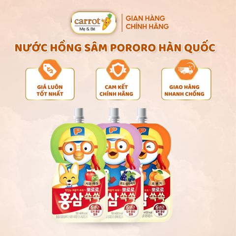 Nước Hồng Sâm PORORO Hàn Quốc Cho Bé Từ 3 Tuổi - Tăng Đề Kháng, Giải Đọc Gan, Hấp Thụ Thức Ăn - 100ml