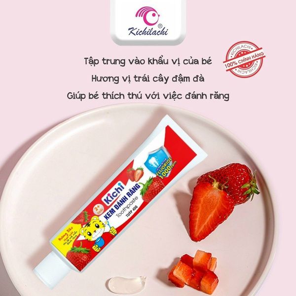 Kem Đánh Răng Kichi Vị Táo, Dâu 45G 2Y+ (Hộp)