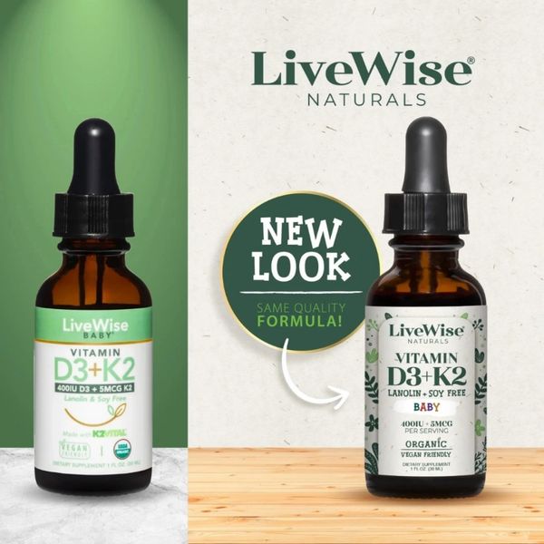 Vitamin D3K2 Thuần Chay LiveWise Naturals Mỹ Dung Tích 30ML - Mẫu Mới