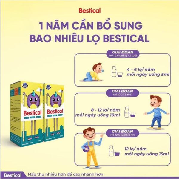 Canxi Bestical 120mL, Canxi Sinh Học, Bổ Sung Canxi Vitamin D3K2 Giúp Xương Và Răng Chắc Khỏe