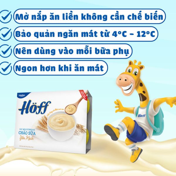 Cháo Sữa Hoff Bổ Sung Chất Xơ Hệ Tiêu Hoá Cho Bé Từ 6 Tháng Vị Cháo Mạch, Tảo Xoắn (Lốc 6 Hộp)