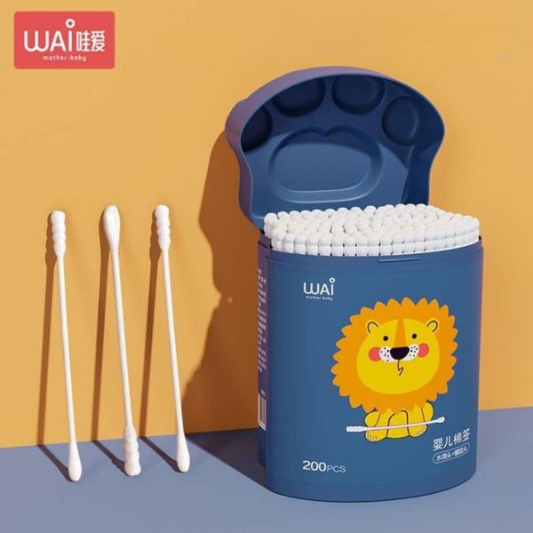 Bông Ngoáy Tai Cho Bé Wai Hộp 200 Chiếc Từ Bông Tự Nhiên, Vệ Sinh Tai Và Mũi An Toàn Cho Bé