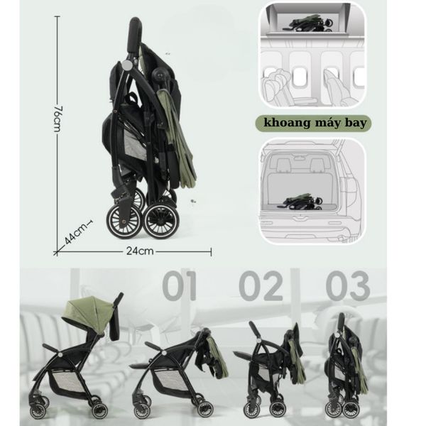 Xe Đẩy Gấp Gọn Baobaohao A10 Cho Bé, Gấp Gọn 3 Tư Thế Khung Chắc Chắn