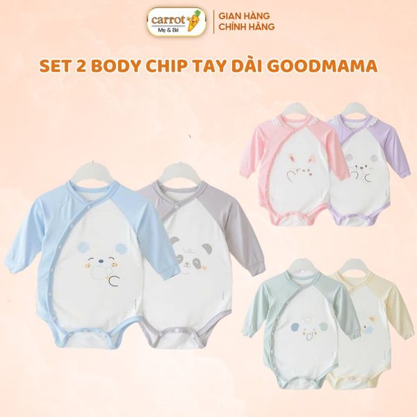 Body Chip Tay Dài GoodMama, Set 2 Body Cho Bé 0-6M