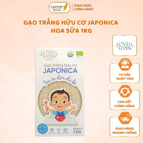 Gạo Trắng Hữu Cơ Japonica Hoa Sữa 1KG, Gạo Trắng Ăn Dặm Cho Bé Japonica