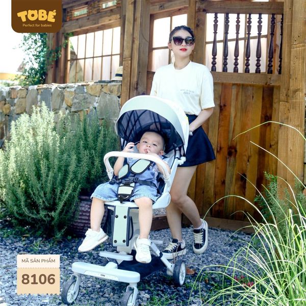 Xe Đẩy Gấp Gọn ToBé 8106, Ghế Xoay 360 Độ Có Chế Độ Ngả Lưng