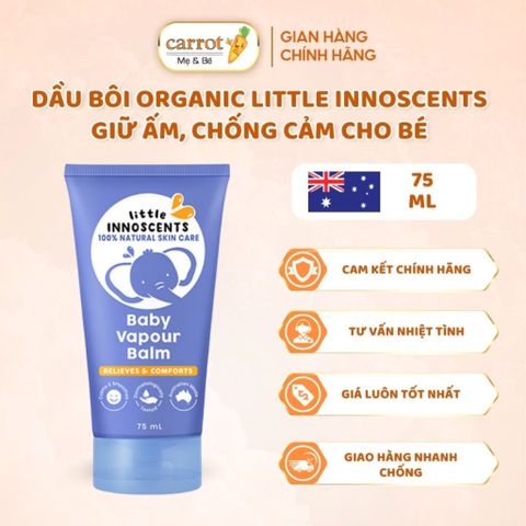 Dầu Bôi Organic LITTLE INNOSCENTS, Giữ Ấm, Chống Cảm Cho Bé 75ML Chính Hãng