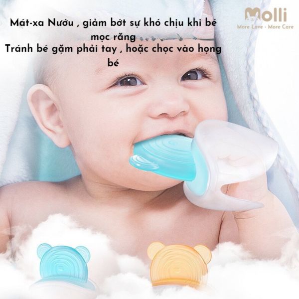 Gặm Nướu Silicon Molli Hình Gấu 2In1, Chất Liệu An Toàn Cho Bé Sử Dụng, Màu Ngẫu Nhiên