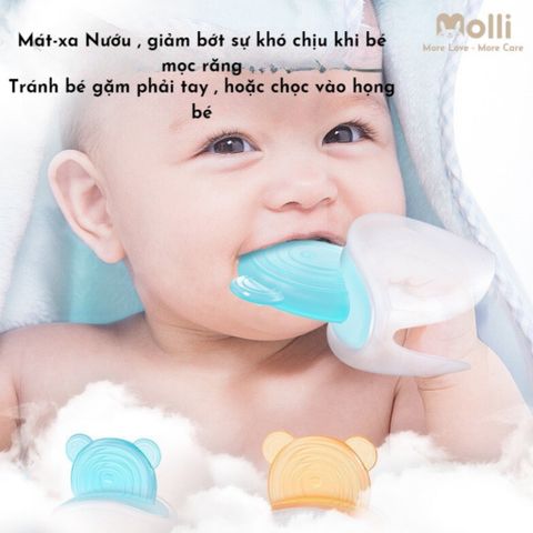Gặm Nướu Silicon Molli Hình Gấu 2In1, Chất Liệu An Toàn Cho Bé Sử Dụng, Màu Ngẫu Nhiên