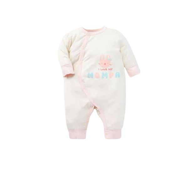 Bodysuit Dài Tay Mompa Cho Bé Sơ Sinh 0-9M Vải Modal Thấm Hút Mềm Mịn Cúc Chéo