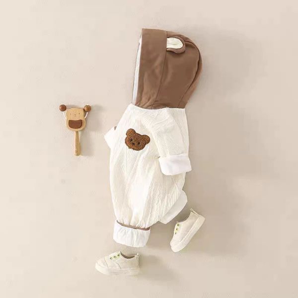 Body Len Mũ Liền H&B Kids Thêu Hình Gấu Cho Bé Trai Bé Gái