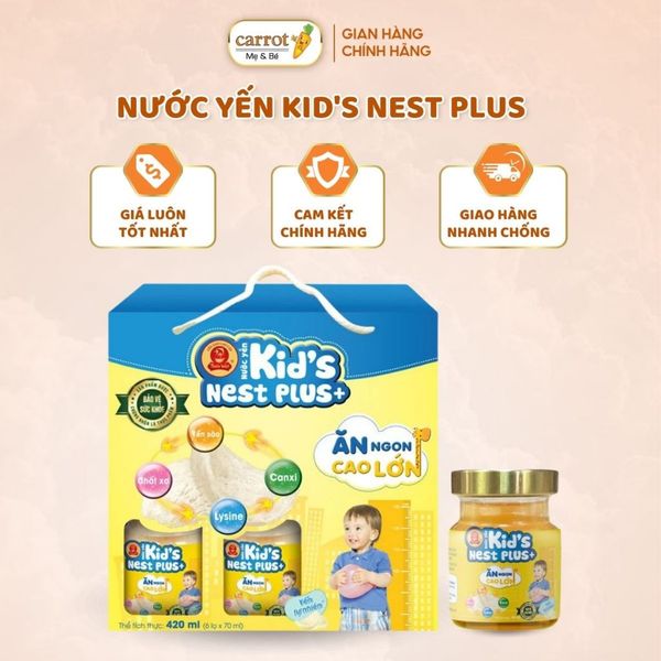 Nước Yến Kid's Nest Plus - Bé Biếng Ăn, Phát Triển Chiều Cao - Lốc 6 Hộp