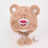 Mũ Trùm Đầu Giữ Ấm Mùa Đông Thiết Kế Tai Gấu Mềm Mại Chống Lạnh Có Dây Buộc