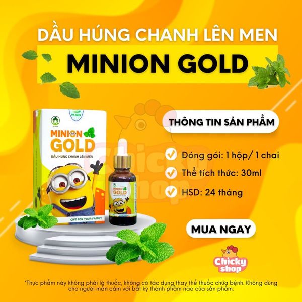 Dầu Húng Chanh Lên Men Minion Gold, Dầu Cỏ Dạ Hương, Cải Thiện Thị Lực, Cho Trẻ Từ 6 Tháng  30ML