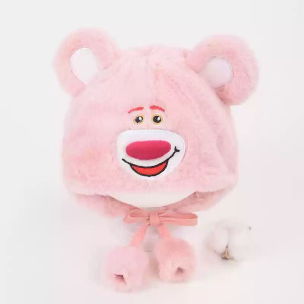 Mũ Trùm Đầu Giữ Ấm Mùa Đông Thiết Kế Tai Gấu Mềm Mại Chống Lạnh Có Dây Buộc