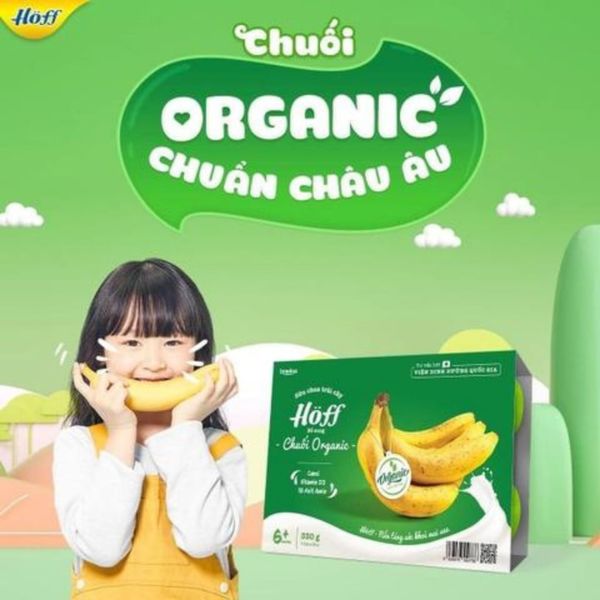 Sữa Chua Organic Hoff Vỉ 6 Hộp Vị Chuối, Vị Dâu Cho Bé Từ 6 Tháng Tuổi