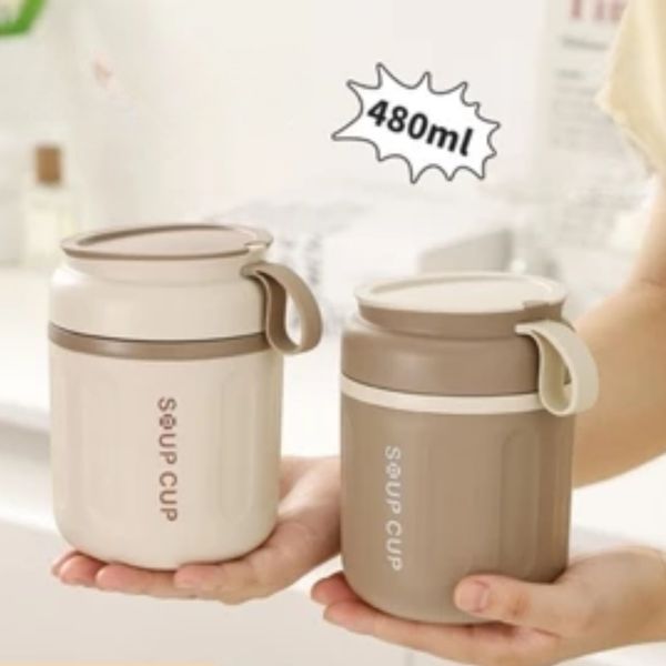 Bình Ủ Cháo Breakfast Cup Có Dung Tích 480ML Màu Hồng Và Màu Be