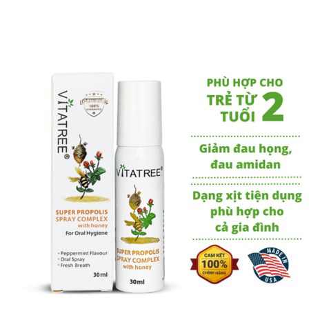 Chai Xịt Giảm Đau Họng Keo Ong Vitatree 30ML Xịt Họng Vitatree, Xịt Keo Ong Vitatree