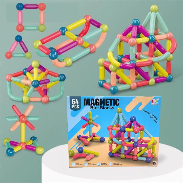 Bộ Xếp Hình Nam Châm 64 Chi Tiết, Xếp Hình Thông Minh An Toàn Cho Bé