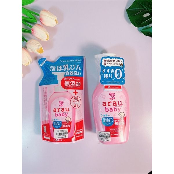 Nước Rửa Bình Sữa Arau Baby Của Nhật Dạng Chai 500ml Và Túi 450ml