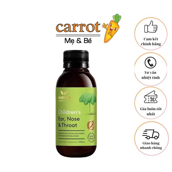 Siro Harker Herbals Children tai mũi họng xanh lá dành cho trẻ 0-12 tuổi 150ml