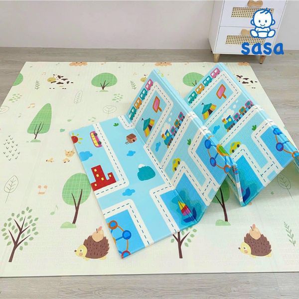 Thảm Gấp Gọn XPE SASA, Cho Bé Tập Bò, Chống Ngã, Làm Bằng Silicon XPE, Thoáng Mát, 1m8x2mx1cm