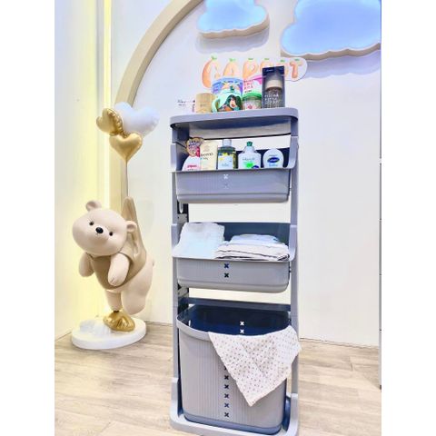 Kệ Nhựa 3 Tầng Kapi Sasa - Đa Năng, Đựng Đồ Dùng Đồ Chơi Cho Bé, Có Bánh Xe Di Chuyển