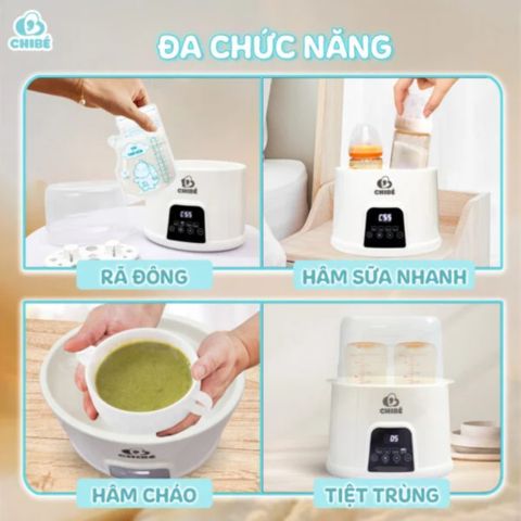 Máy Hâm Sữa Đôi Và Triệt Trùng CHIBE CB017, Máy Hâm Sữa Rã Đông Đa Chức Năng