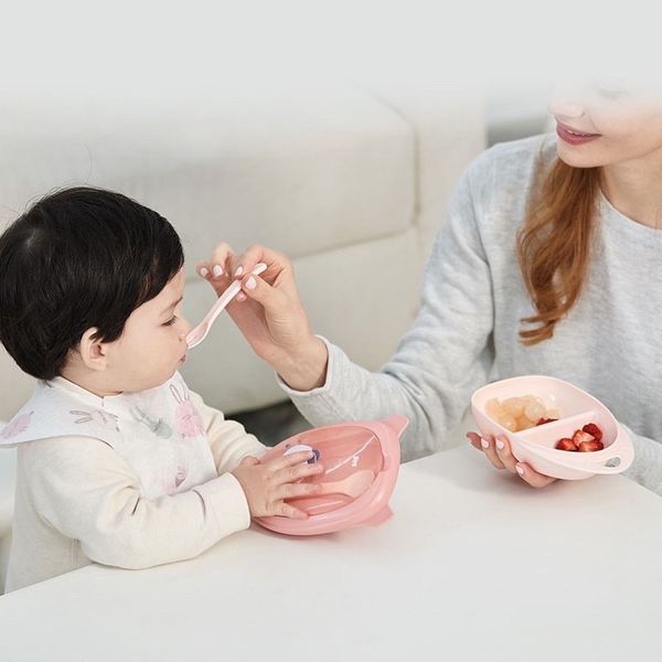 Bộ Bát Ăn Dặm AAG Có Thìa Và Nĩa, Bát Ăn Dặm Phi Thuyền Hàn Quốc Cho Bé