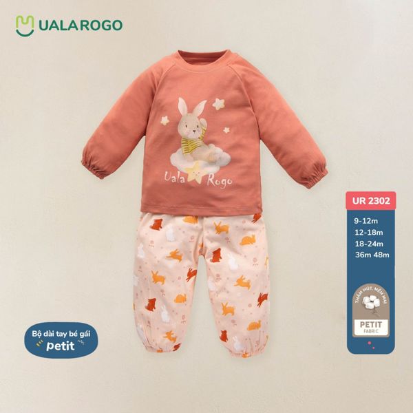 Bộ Dài Tay Bé Gái Petit Ualarogo UR2302, Petit, Vải Thoáng Mát Co Giãn Thấm Hút Mềm Mại Đáng Yêu