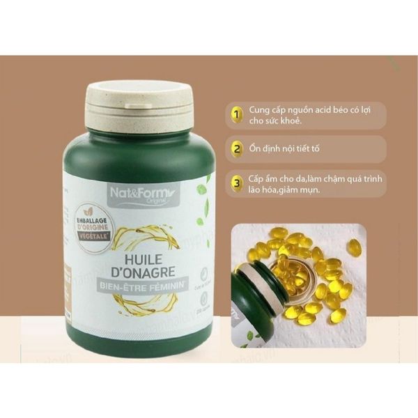 Tinh Dầu Hoa Anh Thảo NAT &FORM, Cân Bằng Nội Tiết , Đẹp Da 200 Viên