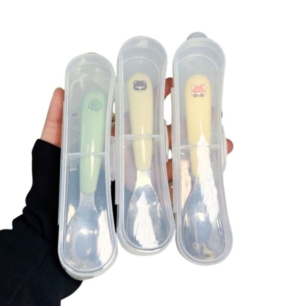 Thìa Inox Sus 316 Có Hộp Đựng, Thìa Chất Liệu Inox Không Gỉ, Muỗng Tập Ăn Cho Bé,  Đủ Màu