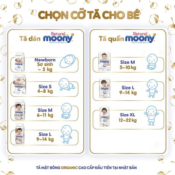 Tã - Bỉm quần Moony Natural size M 46 miếng (5 - 10kg)