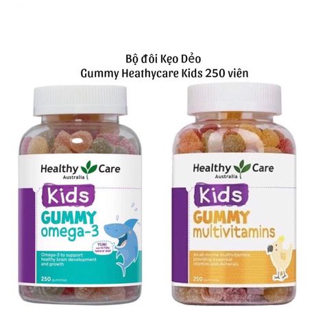 Kẹo Dẻo Healthy Care Kids Gummy Omega 3/ Multivitamin, Úc (250 viên) Bổ Sung Chất Cho Bé Từ 2 Tuổi