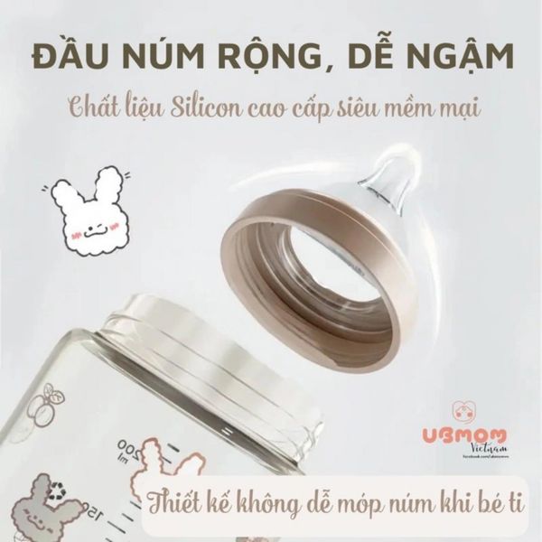Núm Ti Bình Sữa UBMOM Hàn Quốc Đủ Size S, M, L, + Cho Bé