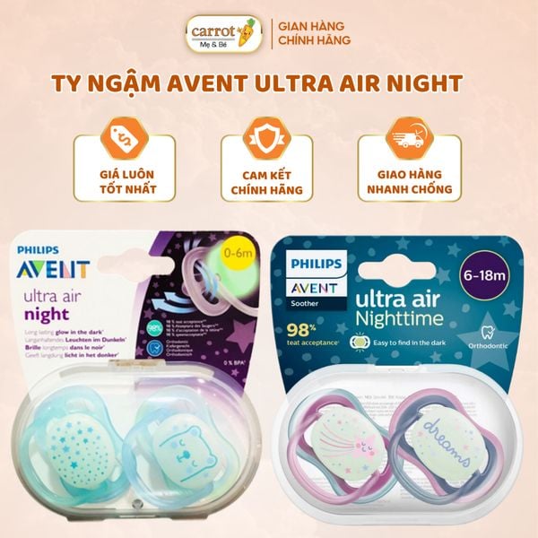 Ti Ngậm Avent Ultra Air Night 0-18M, Ti Ngậm Phát Sáng Cho Bé