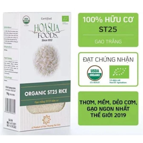Gạo Trắng Hữu Cơ ST25 Hoa Sữa 1KG (Gói)