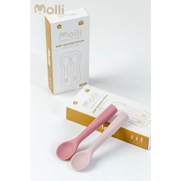 Set 2 Thìa Silicon Molli, Không BPA, An Toàn Cho Bé