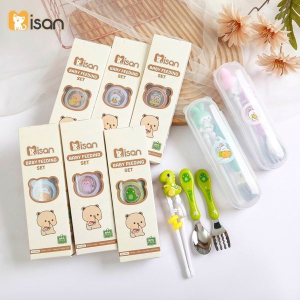 Sét Thìa Dĩa Đũa Misan Ăn Dặm Cho Bé - Kèm Hộp Đựng Tiện Lợi
